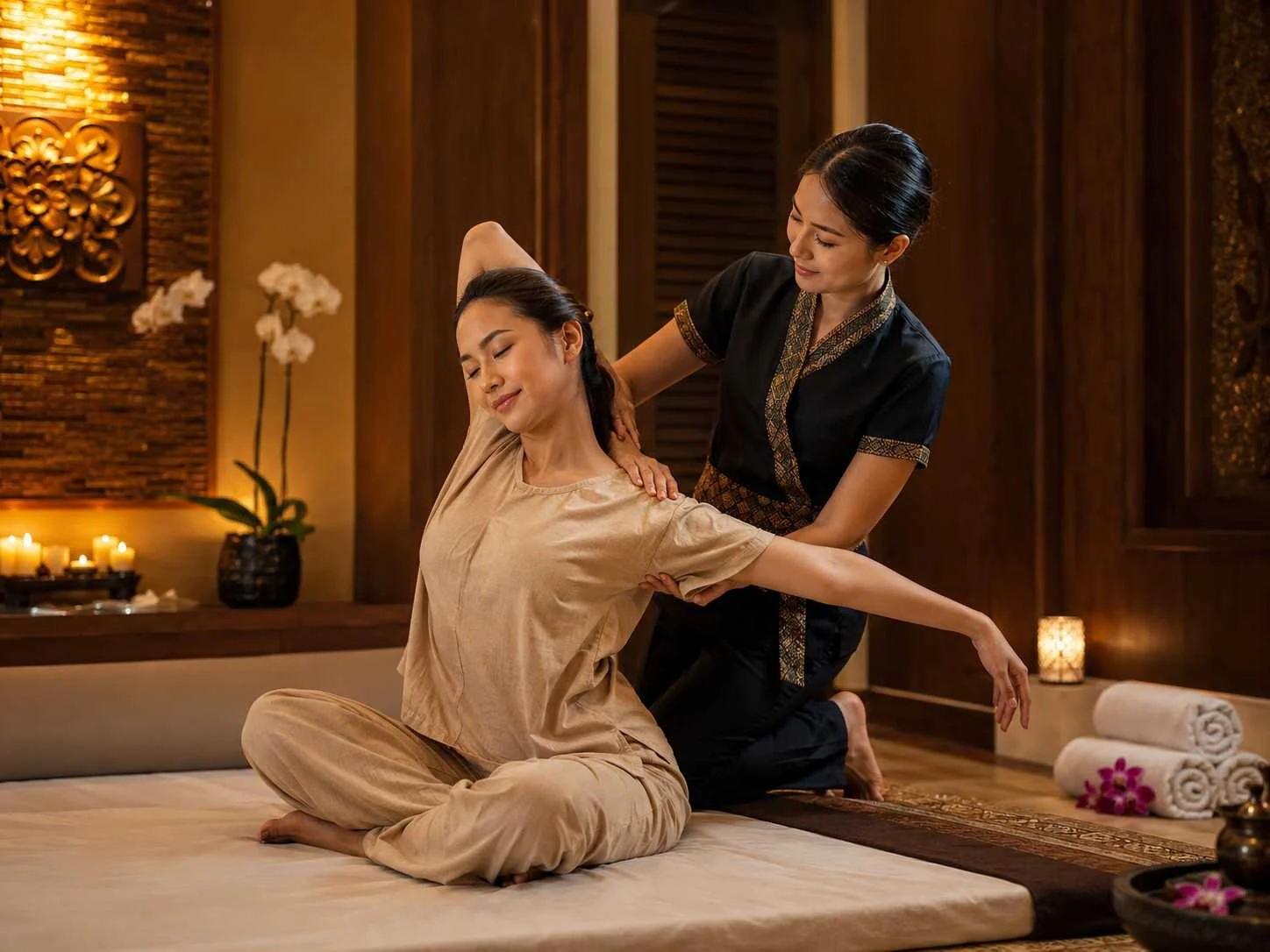 Traditional Thai massage in Gulshan Dhaka private spa room at Gulshan Royal Thai Spa