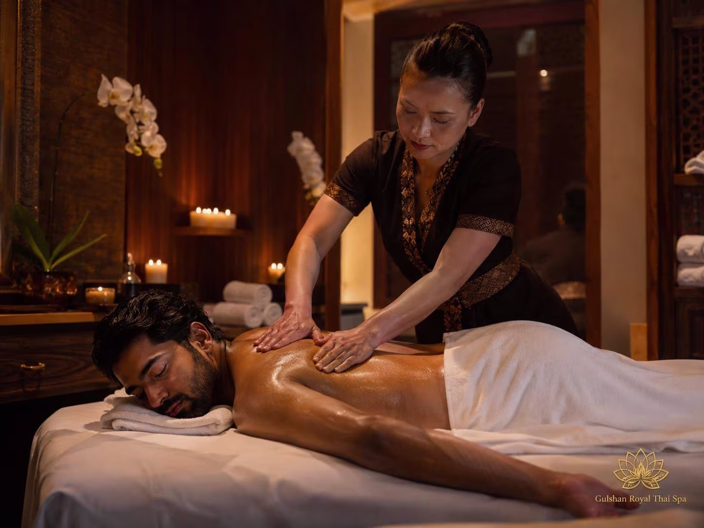Body massage in Gulshan 2 private spa room at Gulshan Royal Thai Spa