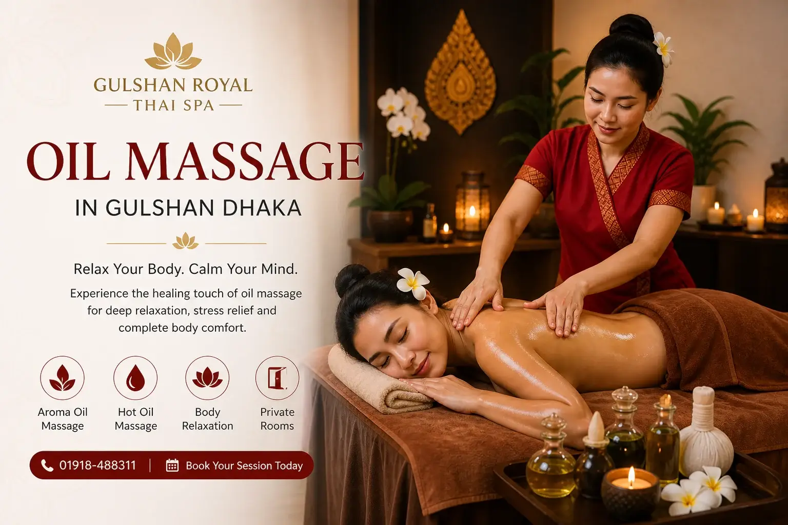 oil massage in gulshan dhaka private spa room Gulshan Royal Thai Spa
