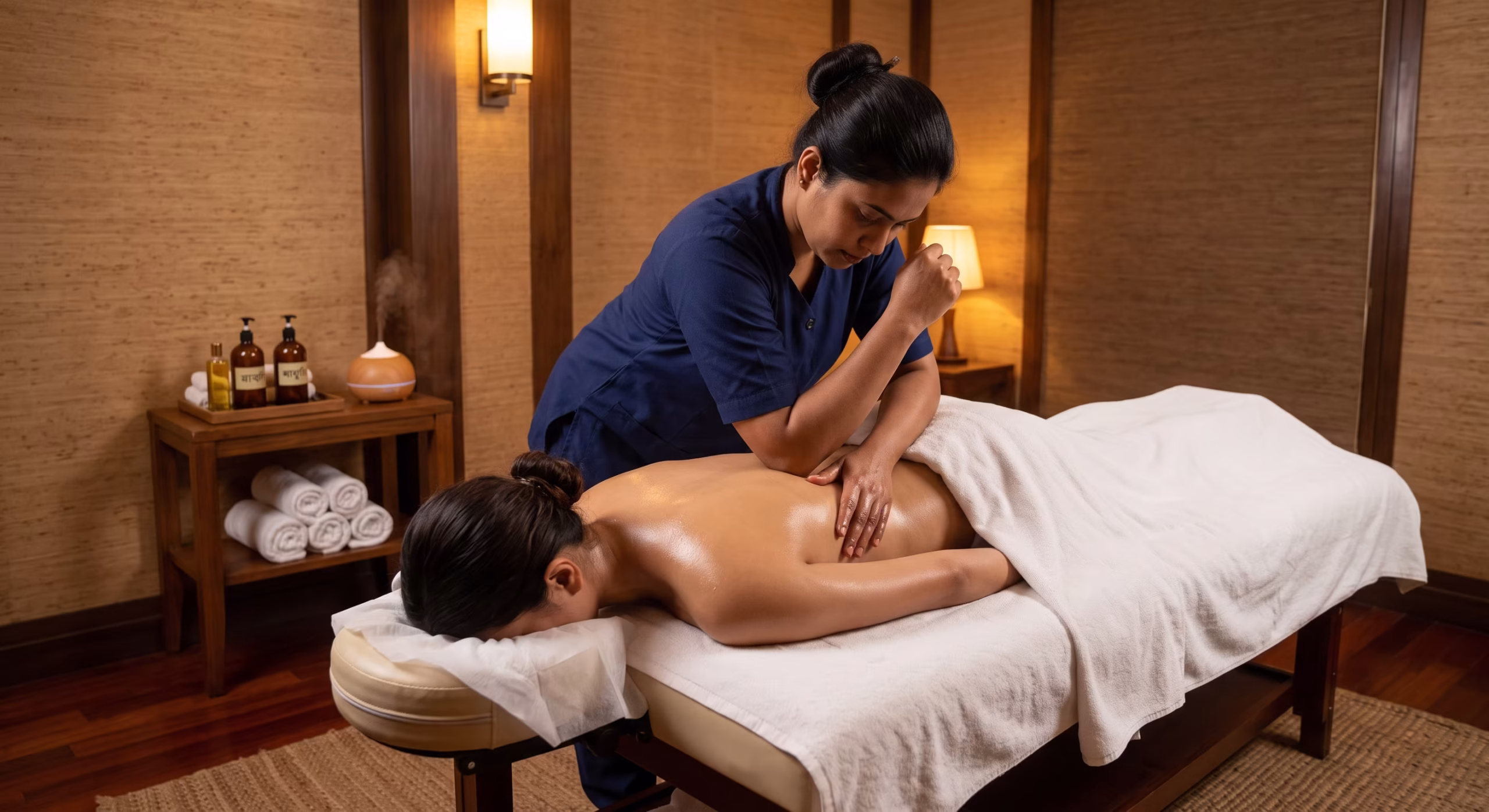 Deep tissue massage targeting back pain at Gulshan Royal Thai Spa