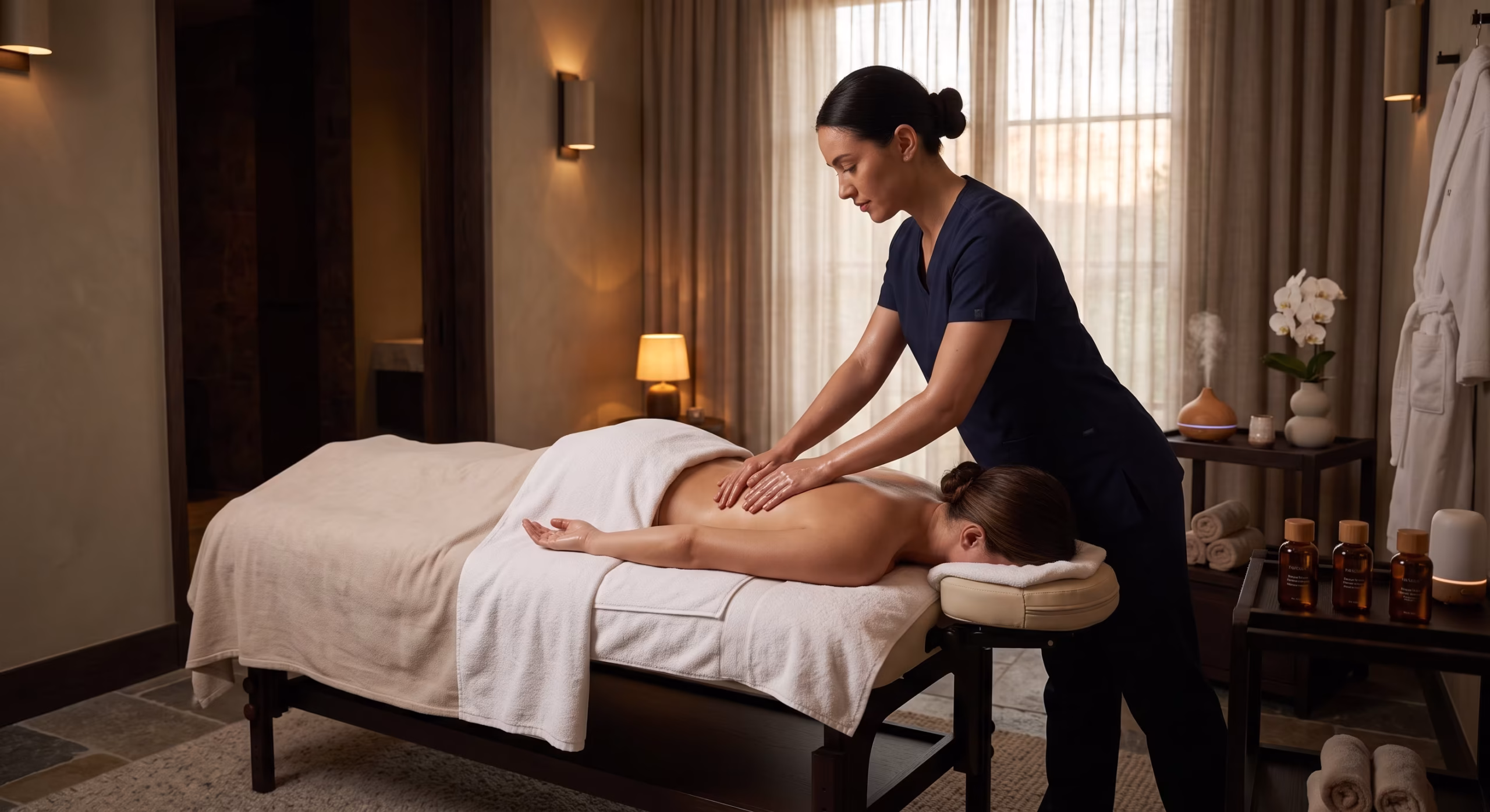 Professional massage session during a first spa visit in Dhaka