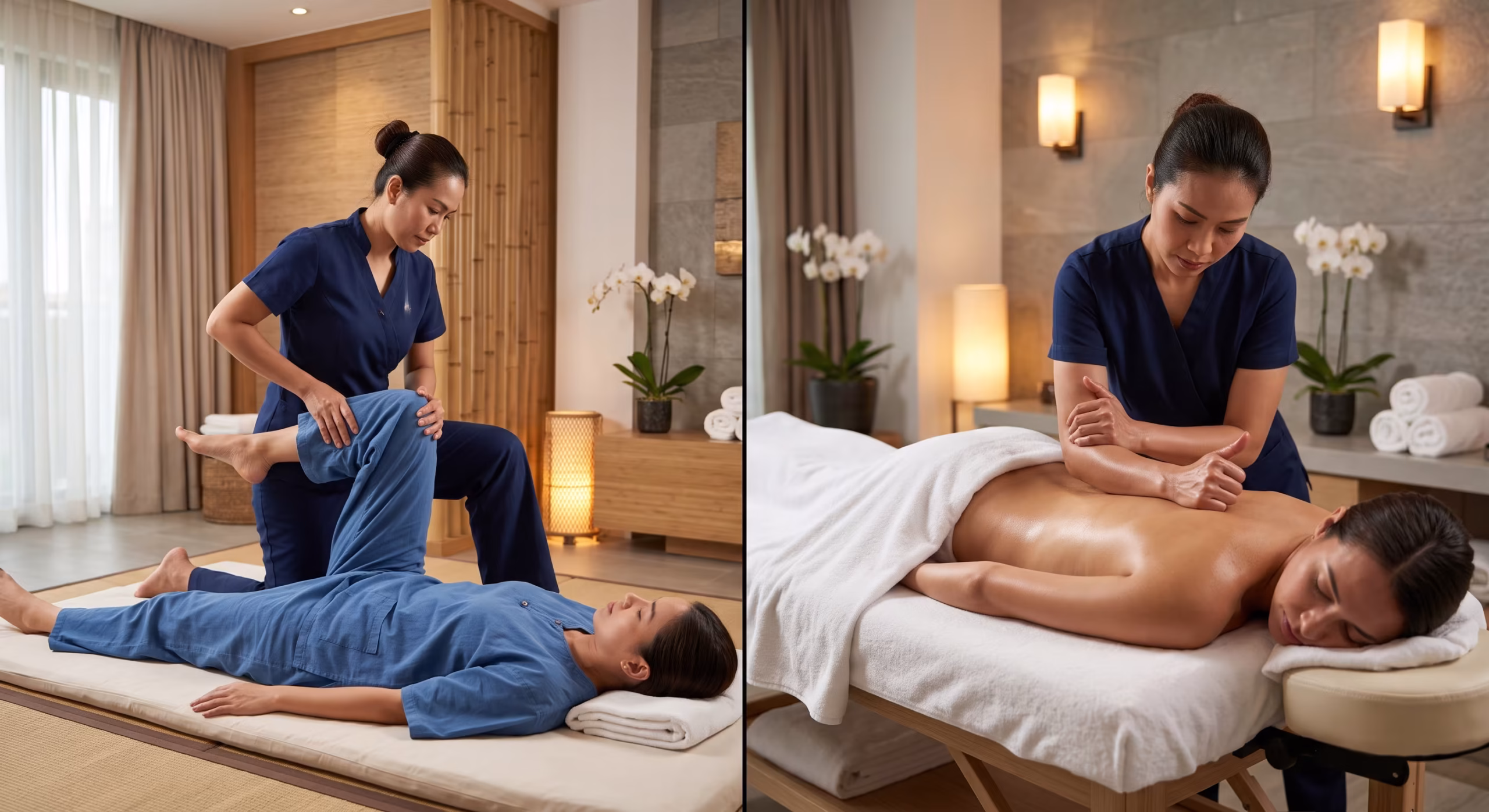 Thai massage vs deep tissue massage comparison at Gulshan Royal Thai Spa